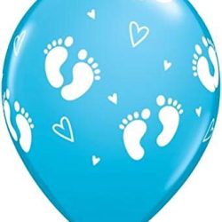 6 Balões 11 Impressos Baby Footprints - Azul-A Fabrica dos Sonhos